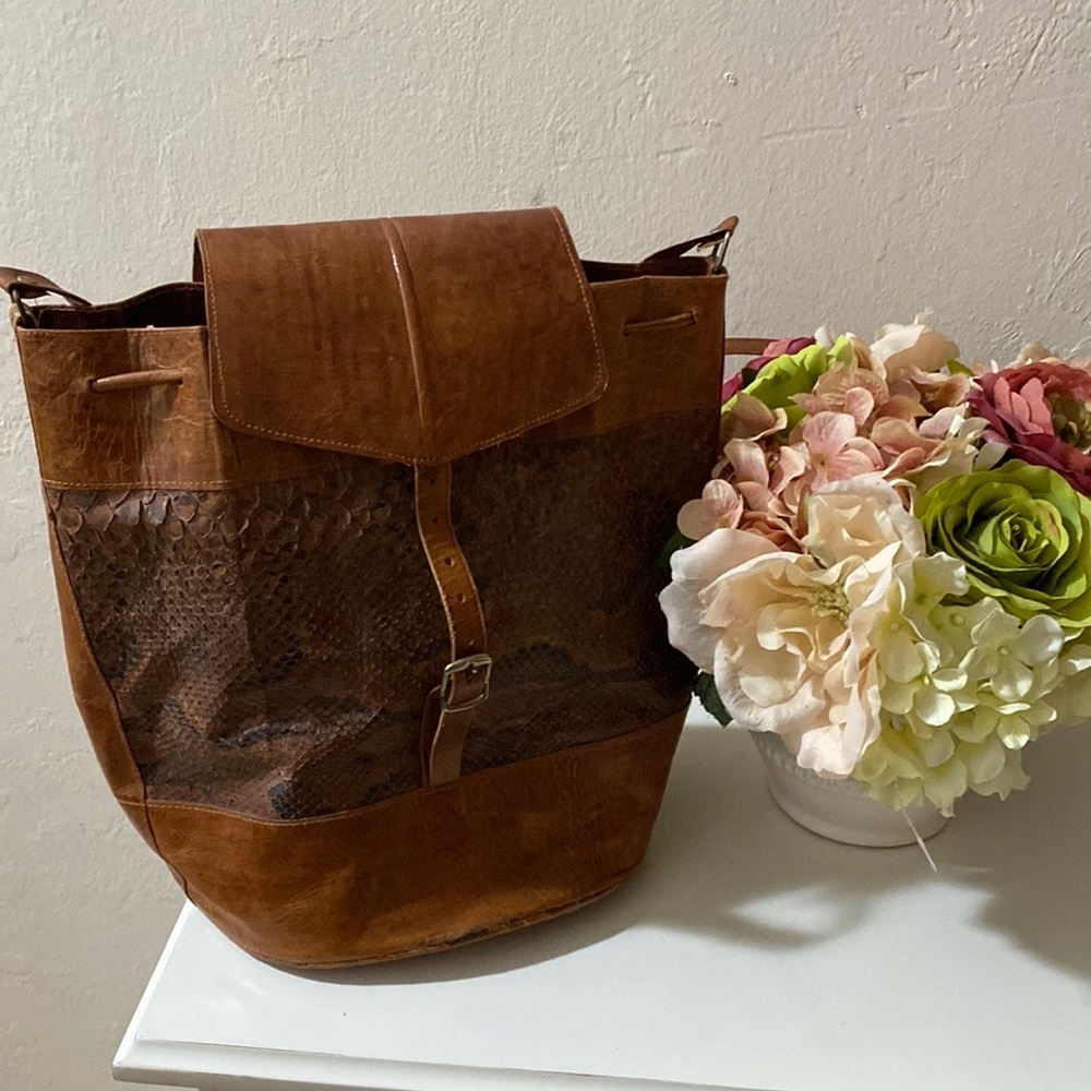 Vintage Snakeskin Bucket Purse